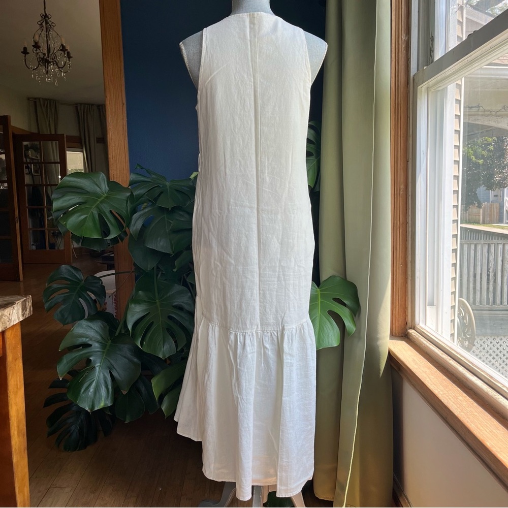 ADYSON PARKER Cream Sleeveless Sundress Hi Low Maxi Linen Dress - Picture 4 of 9